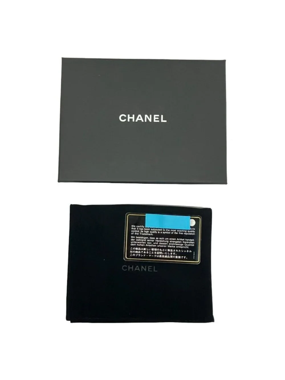 Chanel Trifold Wallet Quilted Blue Green CC Logo Gold Lambskin